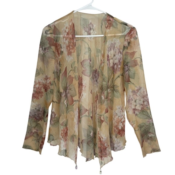 Vintage Sheer Floral 2 Piece Set Dress Cardigan Cottagecore Y2K Fairy size 10 - Picture 3 of 14